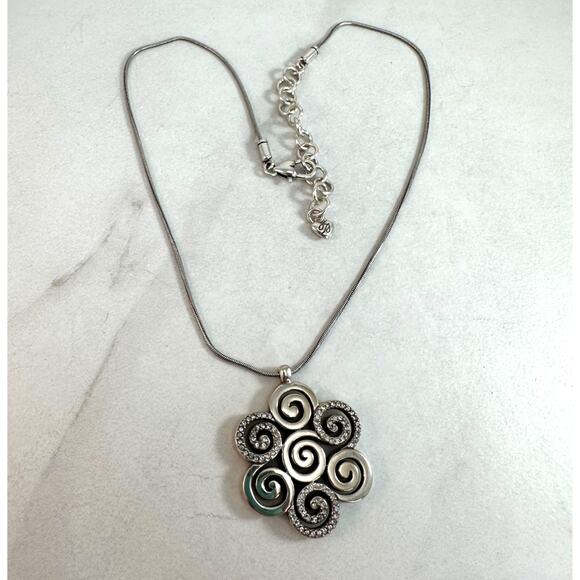Brighton silver toned and Swarovski Reversible 7 Swirl Necklace Preowned - Picture 7 of 8
